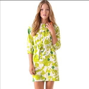 Diane Von Furstenberg lime green & yellow dress.